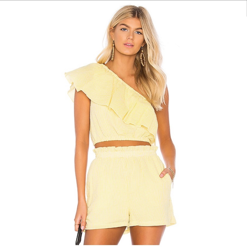 Minkpink Gingham Frill Top and Paperbag Short Set